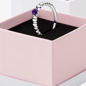 Pandora sterling silver ring with purple crystal sz 5